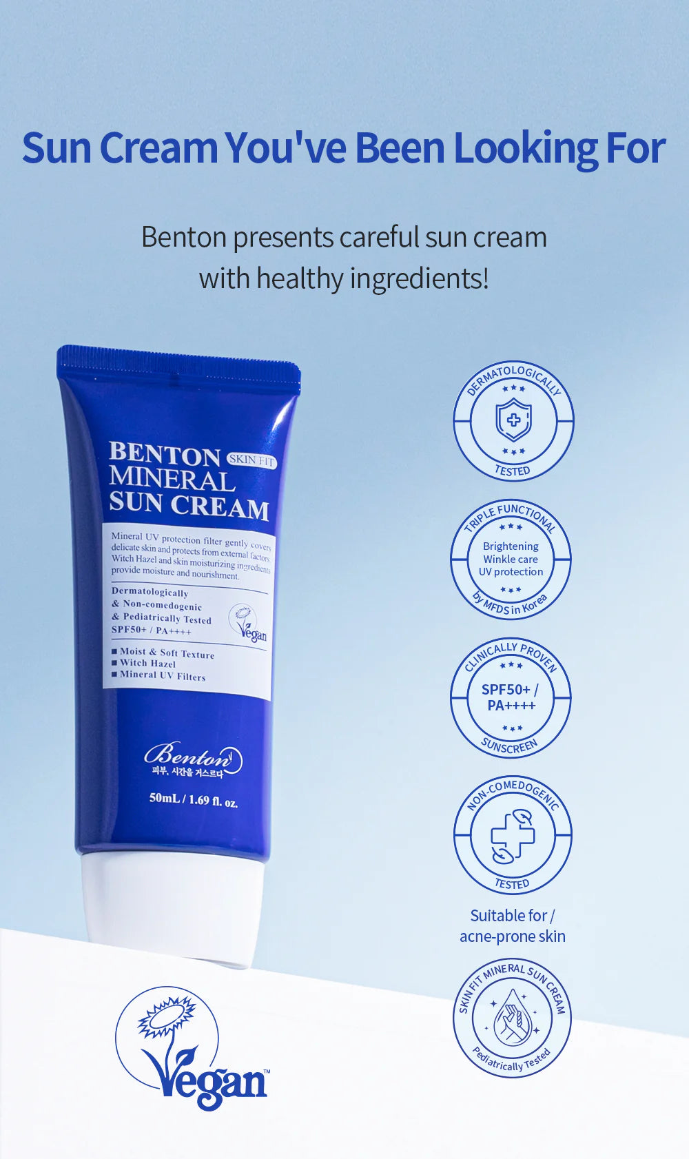 BENTON Crème solaire minérale Skin Fit 50g