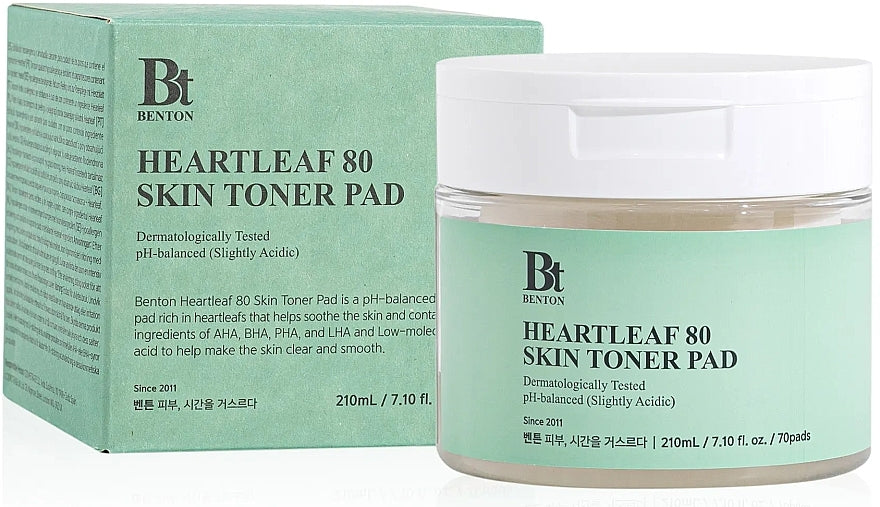 BENTON Heartleaf 80 Tampons de tonique pour la peau 210 ml (70 tampons)