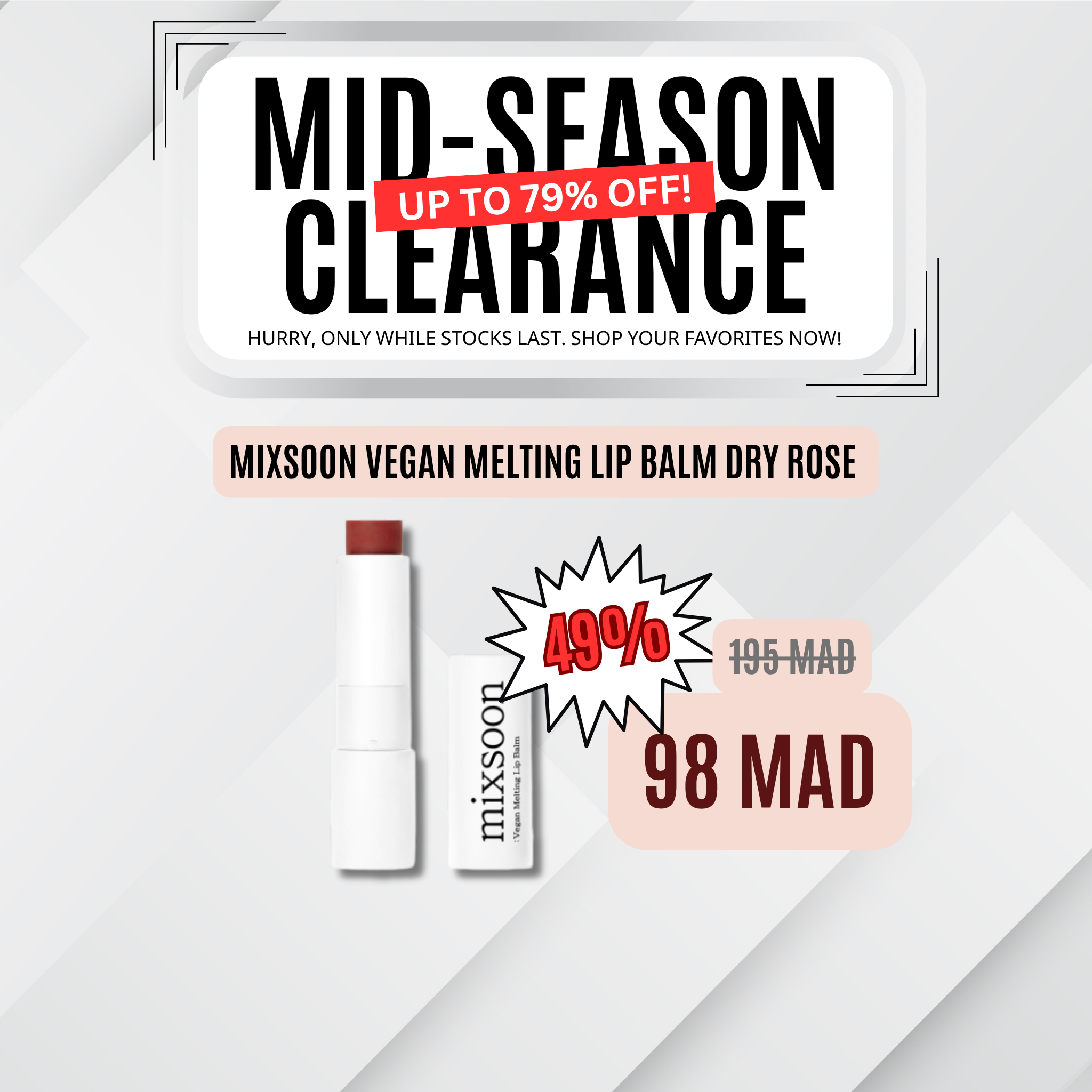 MIXSOON Vegan Melting Lip Balm 4.1g /Dry Rose
