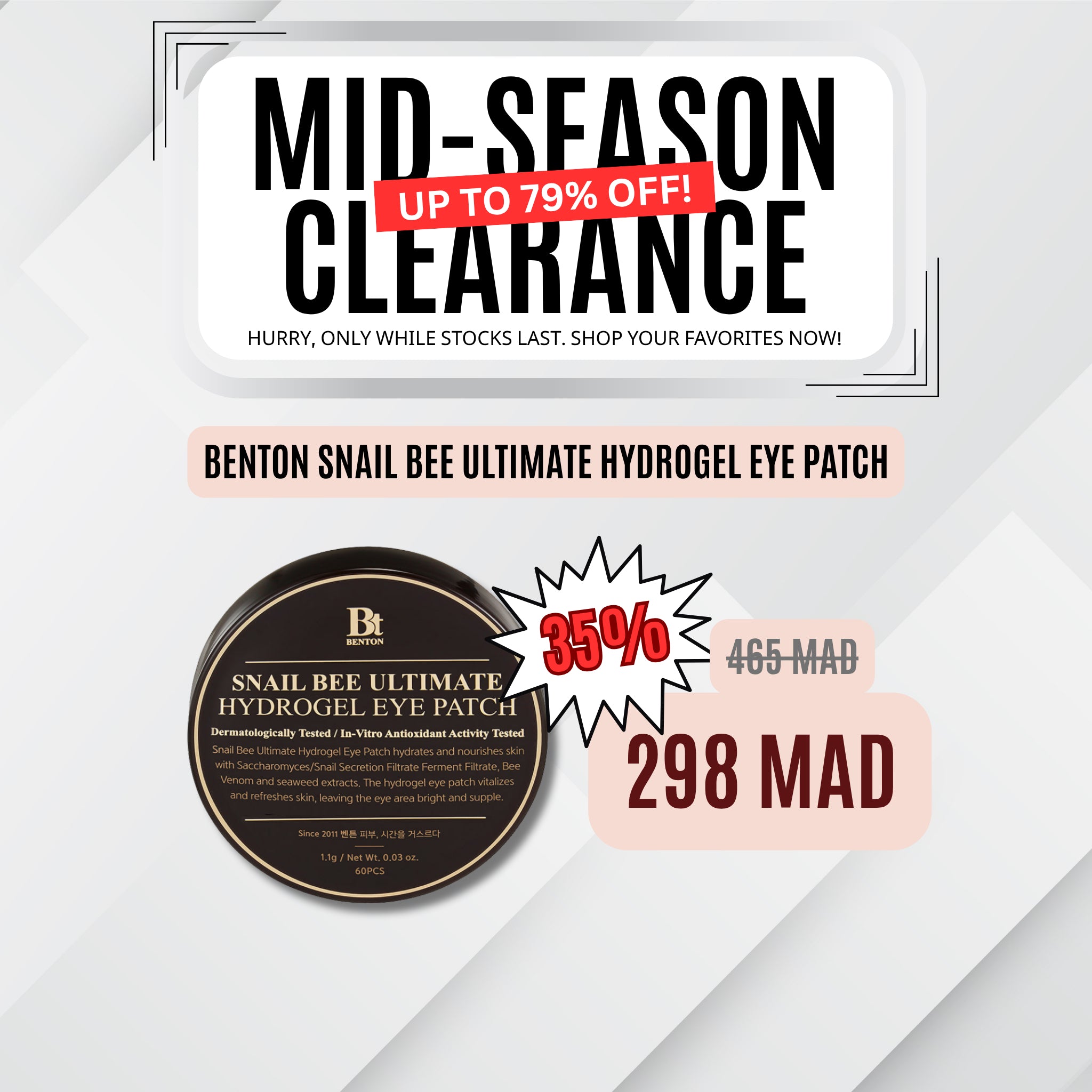 BENTON Snail Bee Ultimate Hydrogel Eye patch 60pcs