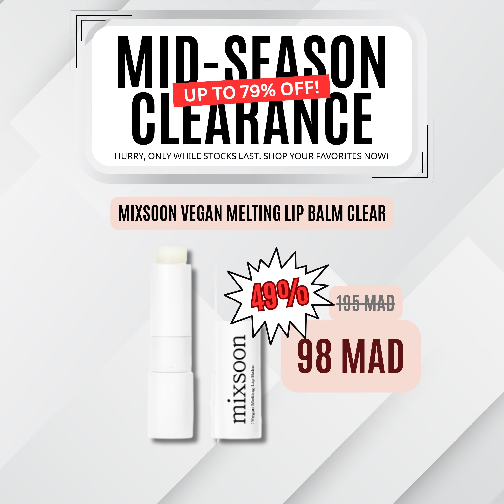 MIXSOON Vegan Melting lip balm 4.1g / Clear